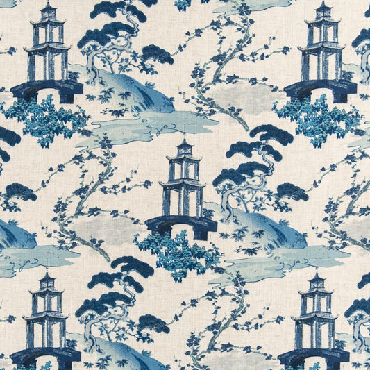 D3352 Global,Novelty,Toile Sapphire Blue Charlotte Fabrics