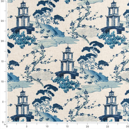 D3352 Global,Novelty,Toile Sapphire Blue Charlotte Fabrics