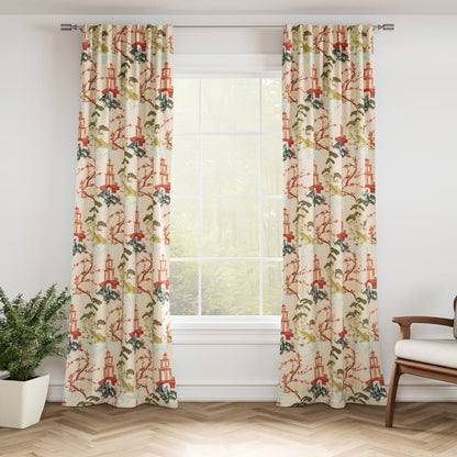 D3353 Global,Novelty,Toile Garden Green,Red & Burgundy Charlotte Fabrics