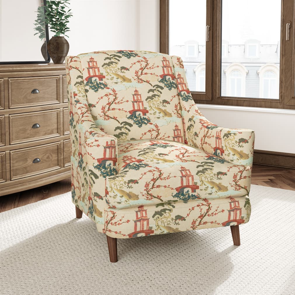 D3353 Global,Novelty,Toile Garden Green,Red & Burgundy Charlotte Fabrics