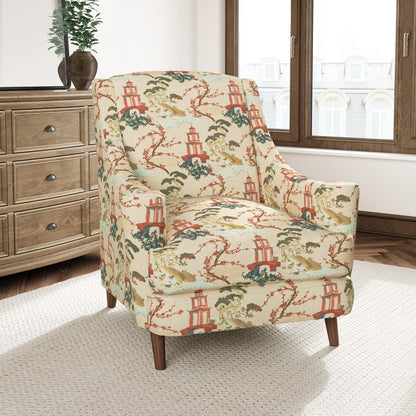 D3353 Global,Novelty,Toile Garden Green,Red & Burgundy Charlotte Fabrics