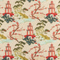 D3353 Global,Novelty,Toile Garden Green,Red & Burgundy Charlotte Fabrics