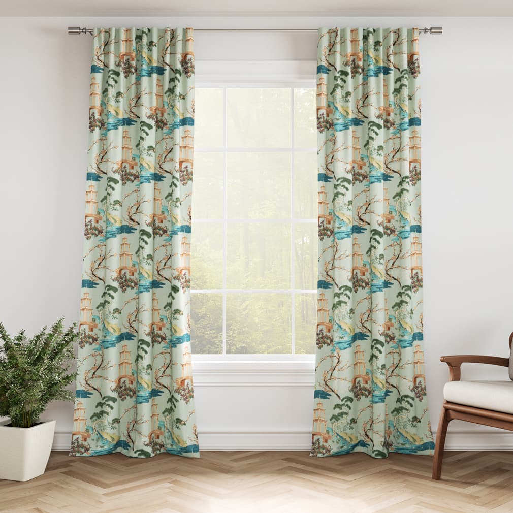 D3355 Global,Novelty,Toile Seaspray Green Charlotte Fabrics