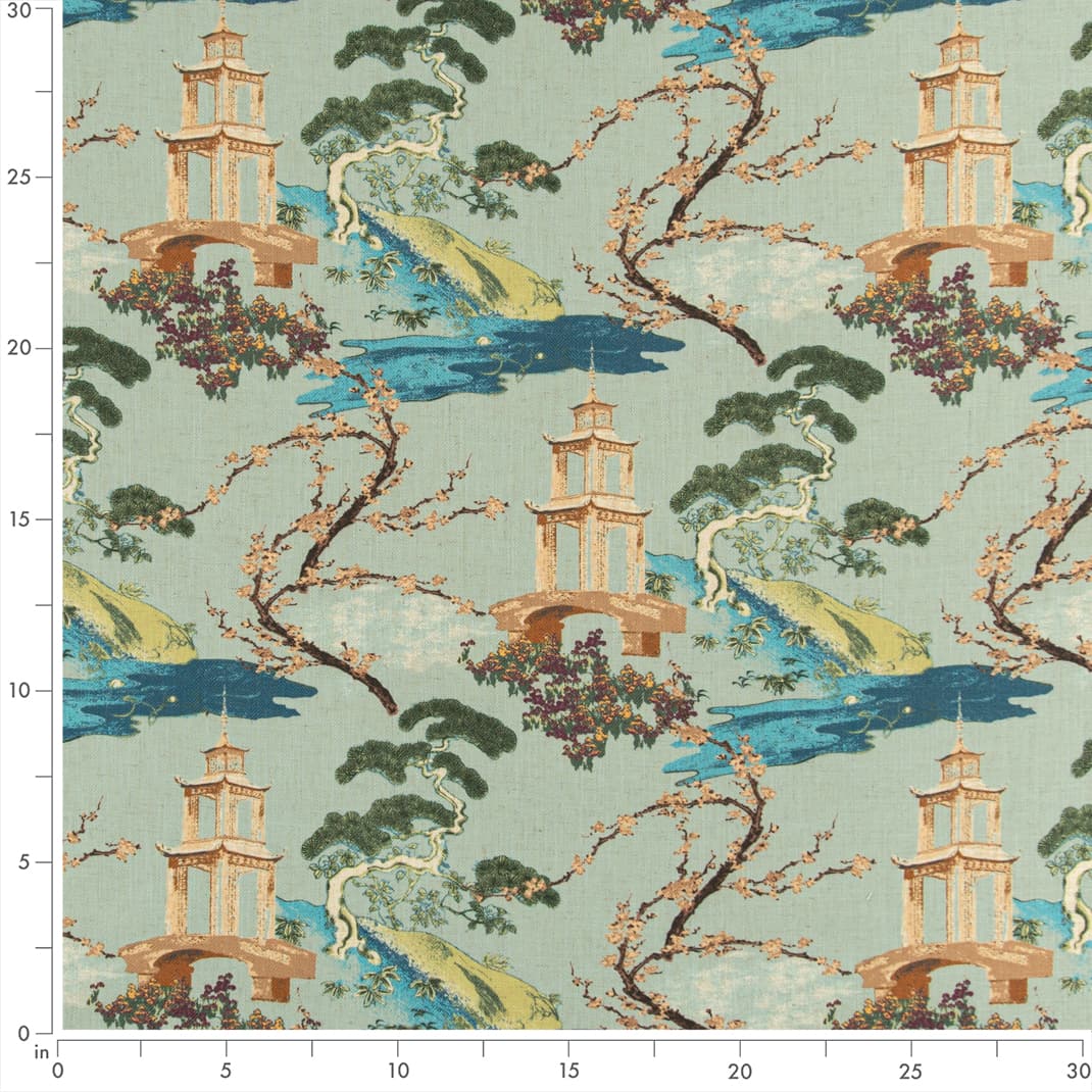 D3355 Global,Novelty,Toile Seaspray Green Charlotte Fabrics