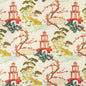 D3356 Global,Novelty,Toile Bouquet Green,Red & Burgundy Charlotte Fabrics