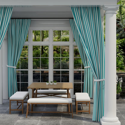 D3462 Stripe Tiki Aruba Aqua & Teal Charlotte Fabrics