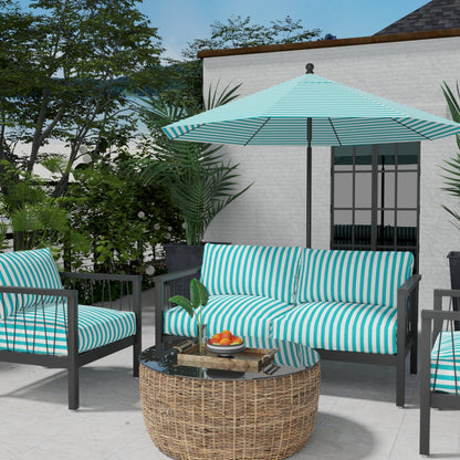D3462 Stripe Tiki Aruba Aqua & Teal Charlotte Fabrics