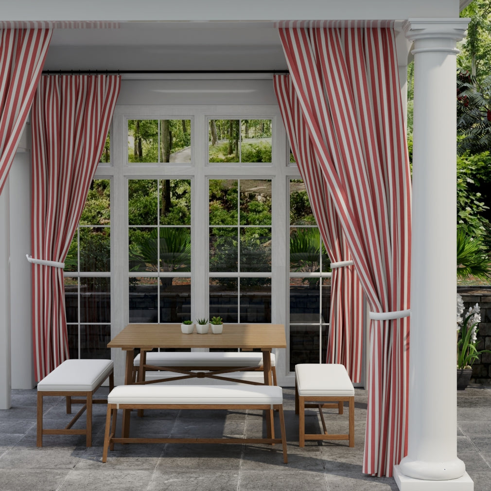 D3466 Stripe Tiki Crimson Red & Burgundy Charlotte Fabrics