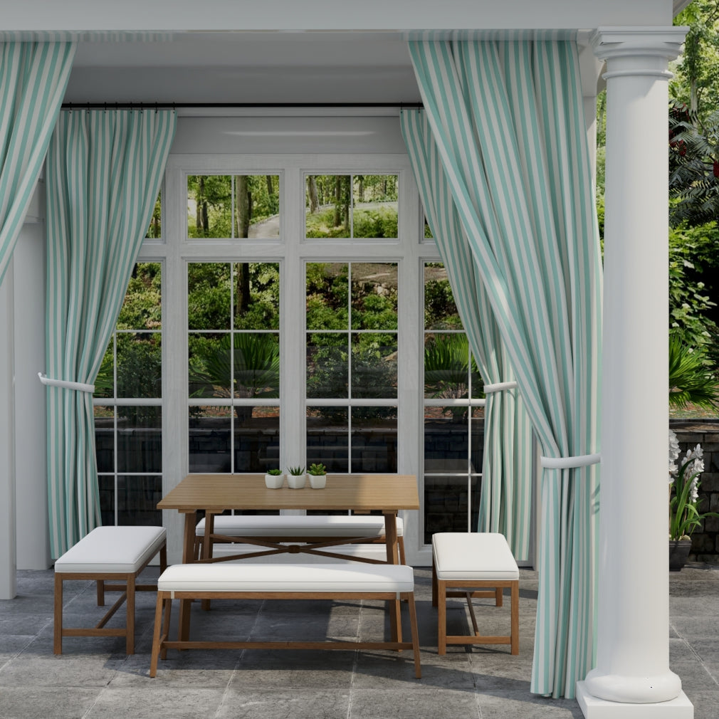 D3468 Stripe Tiki Glacier Aqua & Teal Charlotte Fabrics