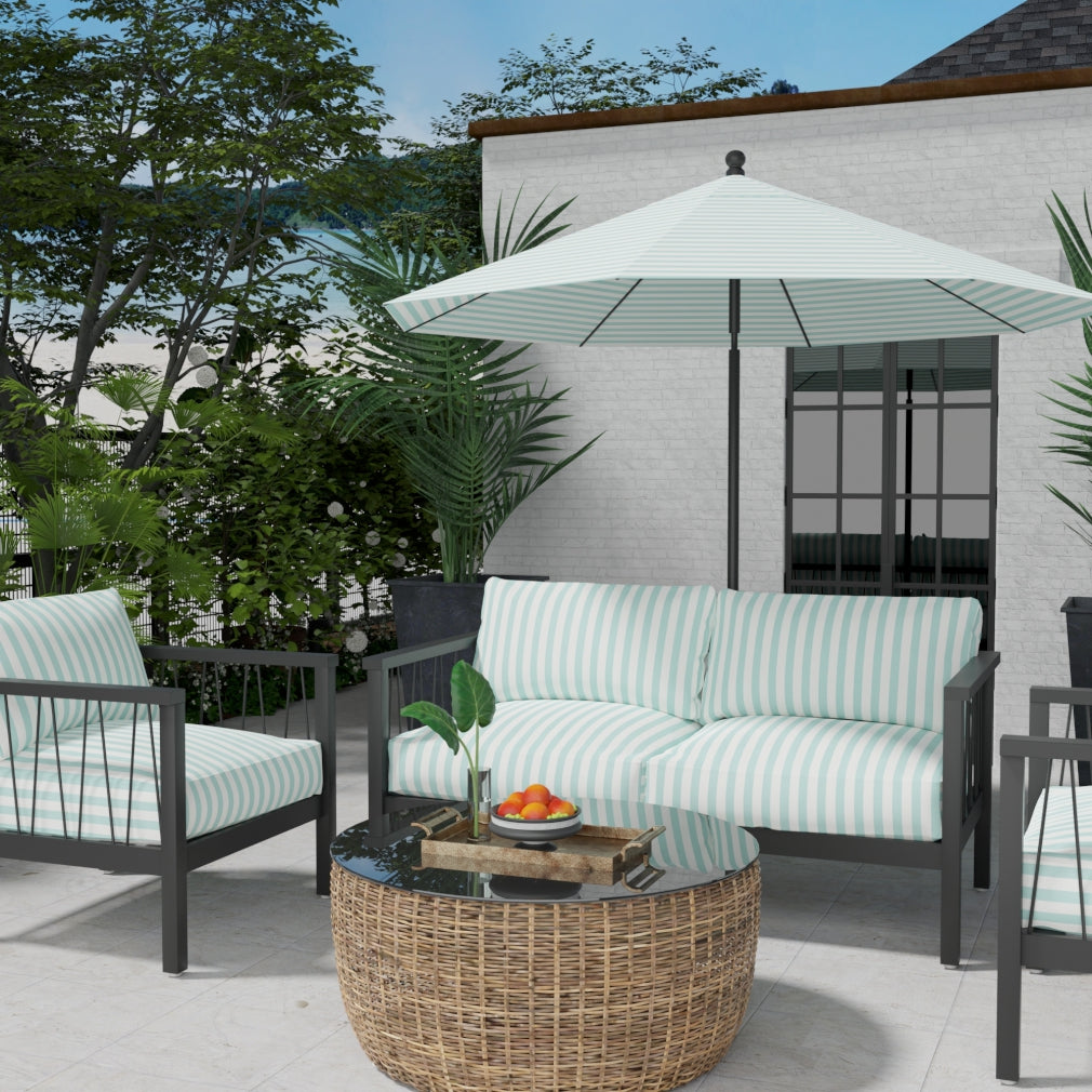 D3468 Stripe Tiki Glacier Aqua & Teal Charlotte Fabrics
