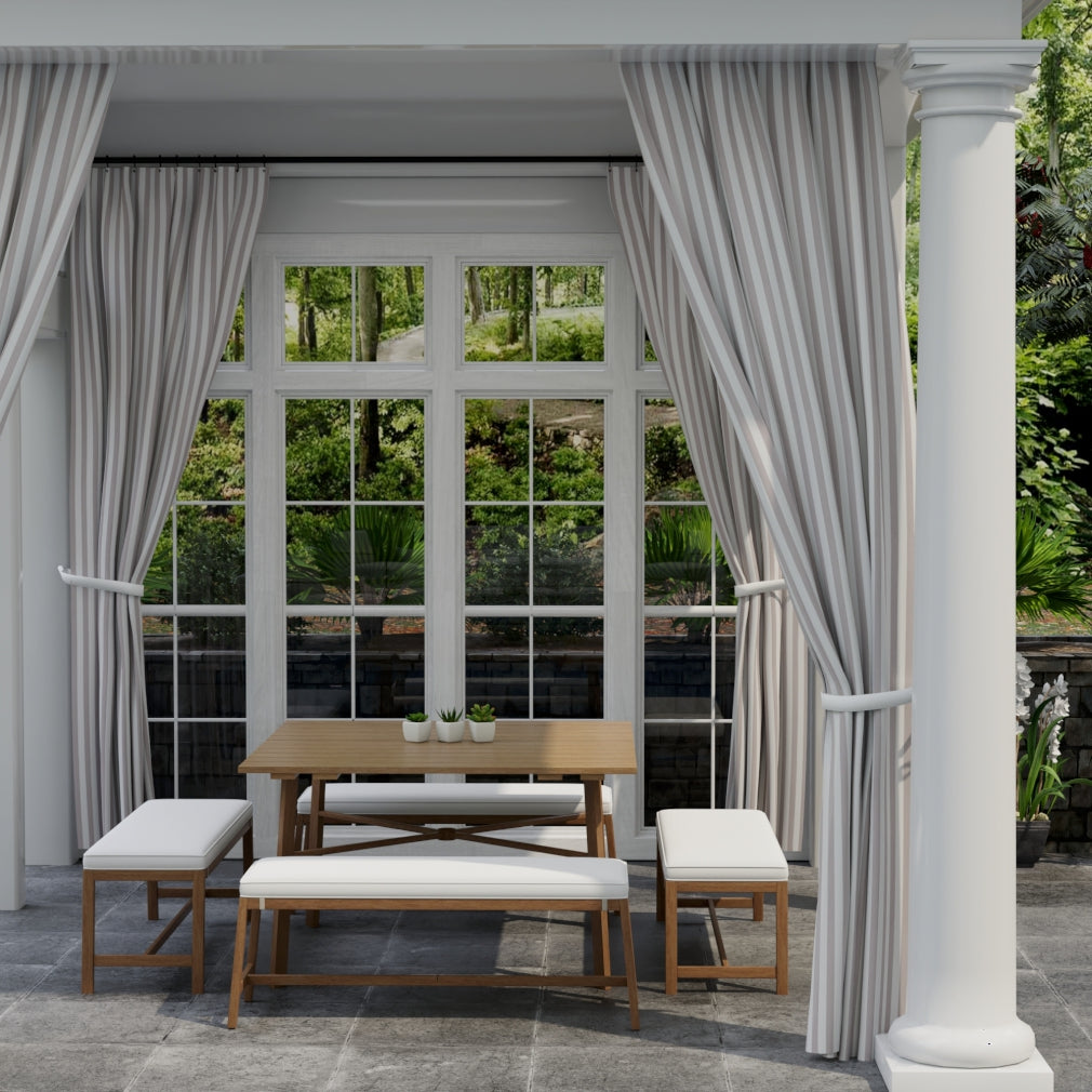 D3469 Stripe Tiki Seagull Grey & Silver Charlotte Fabrics