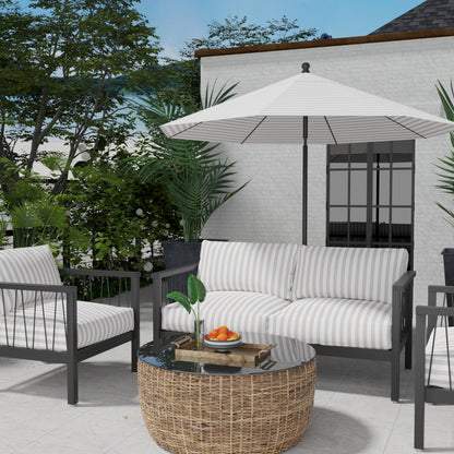 D3469 Stripe Tiki Seagull Grey & Silver Charlotte Fabrics