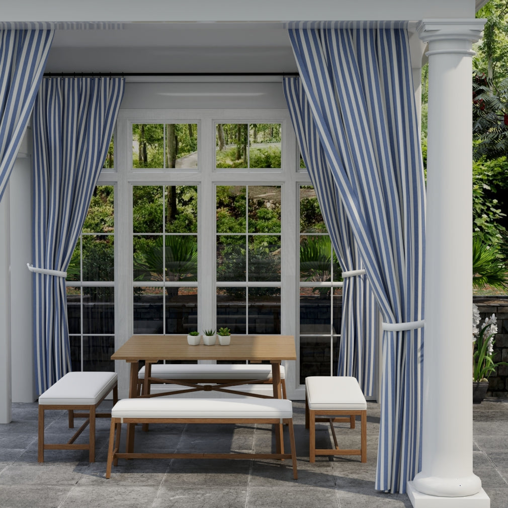 D3471 Stripe Tiki Nautical Blue Charlotte Fabrics