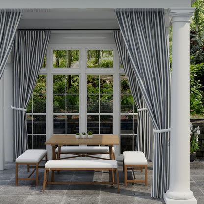 D3472 Stripe Tiki Navy Blue Charlotte Fabrics