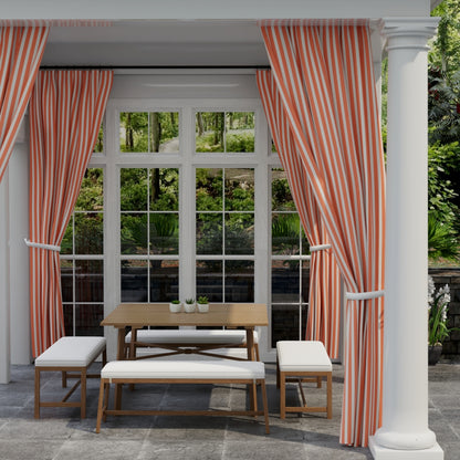 D3473 Stripe Tiki Mandarin Orange & Rust Charlotte Fabrics