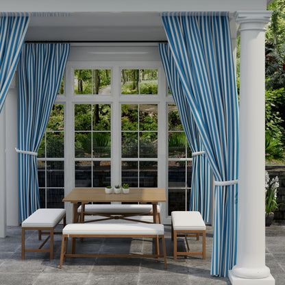 D3474 Stripe Tiki Atlantic Blue Charlotte Fabrics