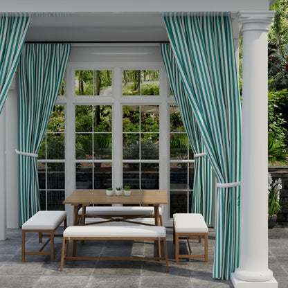 D3475 Stripe Tiki Peacock Aqua & Teal Charlotte Fabrics