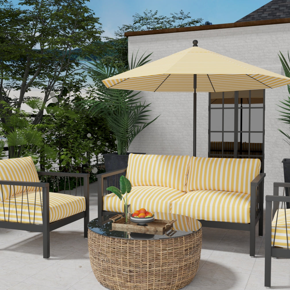 D3476 Stripe Tiki Sunshine Gold & Yellow Charlotte Fabrics