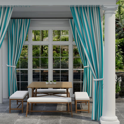 D3477 Stripe Cabana Aruba Aqua & Teal Charlotte Fabrics
