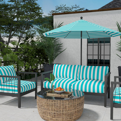 D3477 Stripe Cabana Aruba Aqua & Teal Charlotte Fabrics