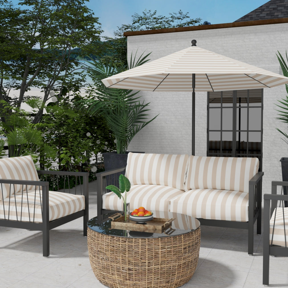 D3478 Stripe Cabana Sand Beige & Taupe Charlotte Fabrics