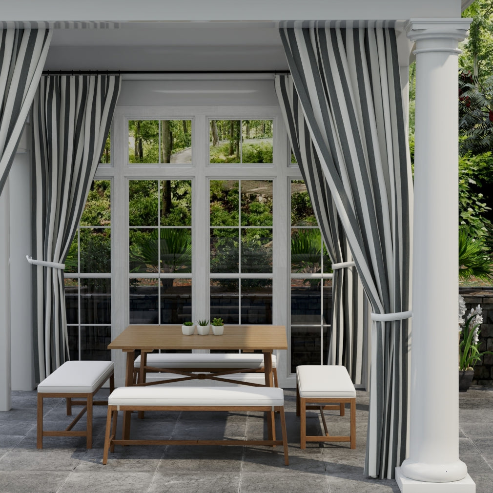 D3479 Stripe Cabana Black Black Charlotte Fabrics