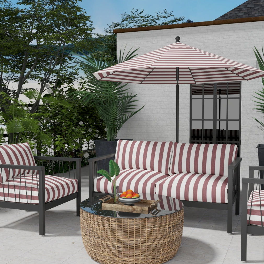 D3480 Stripe Cabana Wine Red & Burgundy Charlotte Fabrics