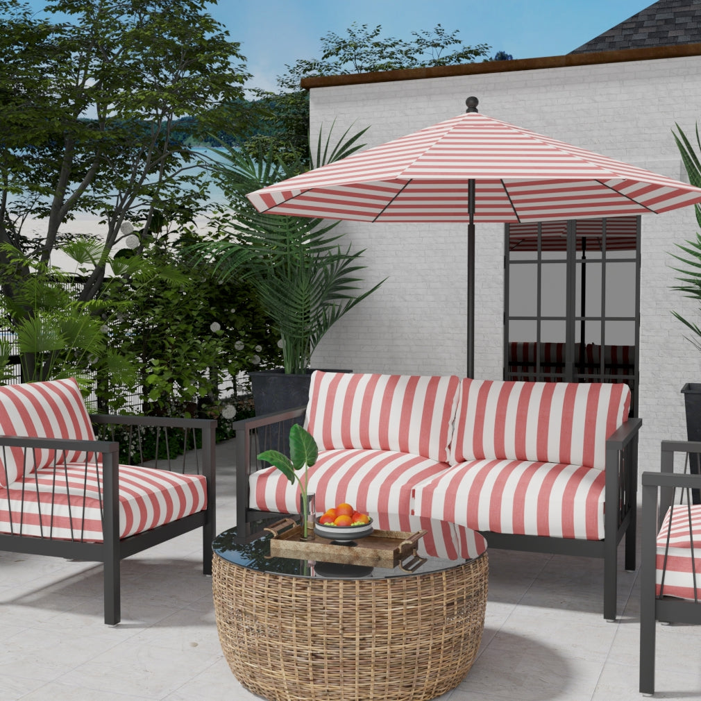 D3481 Stripe Cabana Crimson Red & Burgundy Charlotte Fabrics