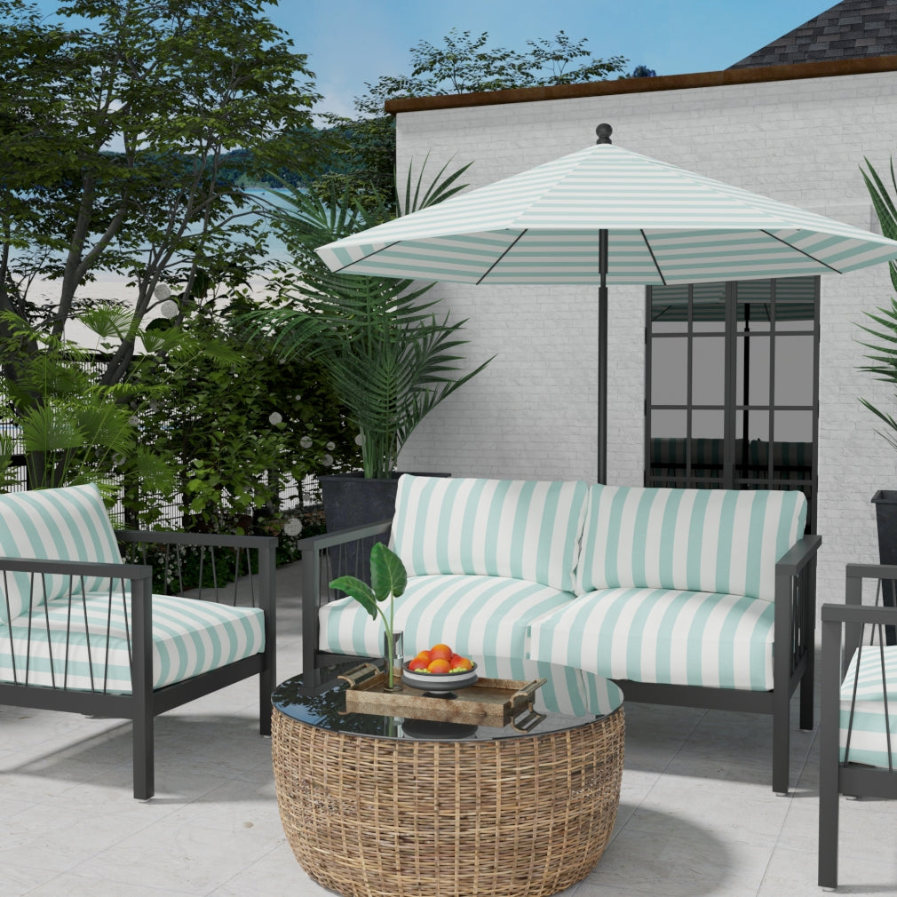 D3483 Stripe Cabana Glacier Aqua & Teal Charlotte Fabrics