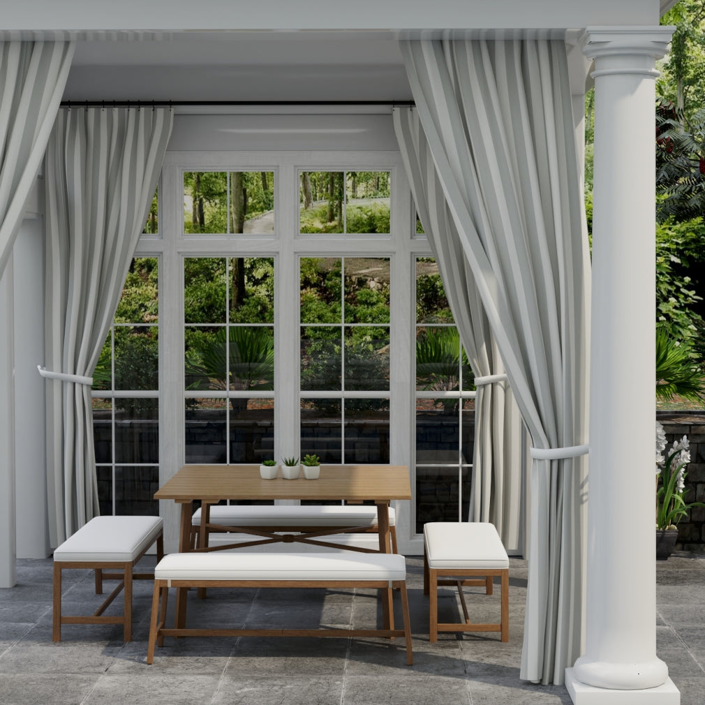 D3484 Stripe Cabana Seagull Grey & Silver Charlotte Fabrics