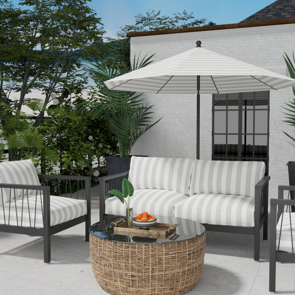 D3484 Stripe Cabana Seagull Grey & Silver Charlotte Fabrics