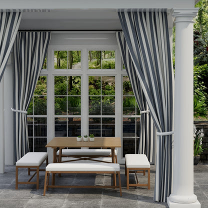 D3487 Stripe Cabana Navy Blue Charlotte Fabrics