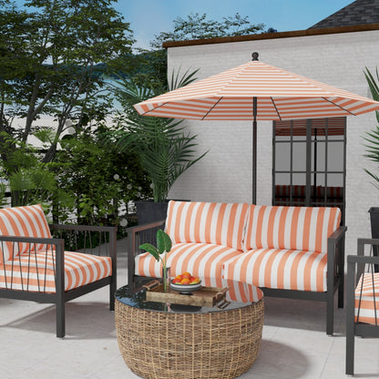 D3488 Stripe Cabana Mandarin Orange & Rust Charlotte Fabrics