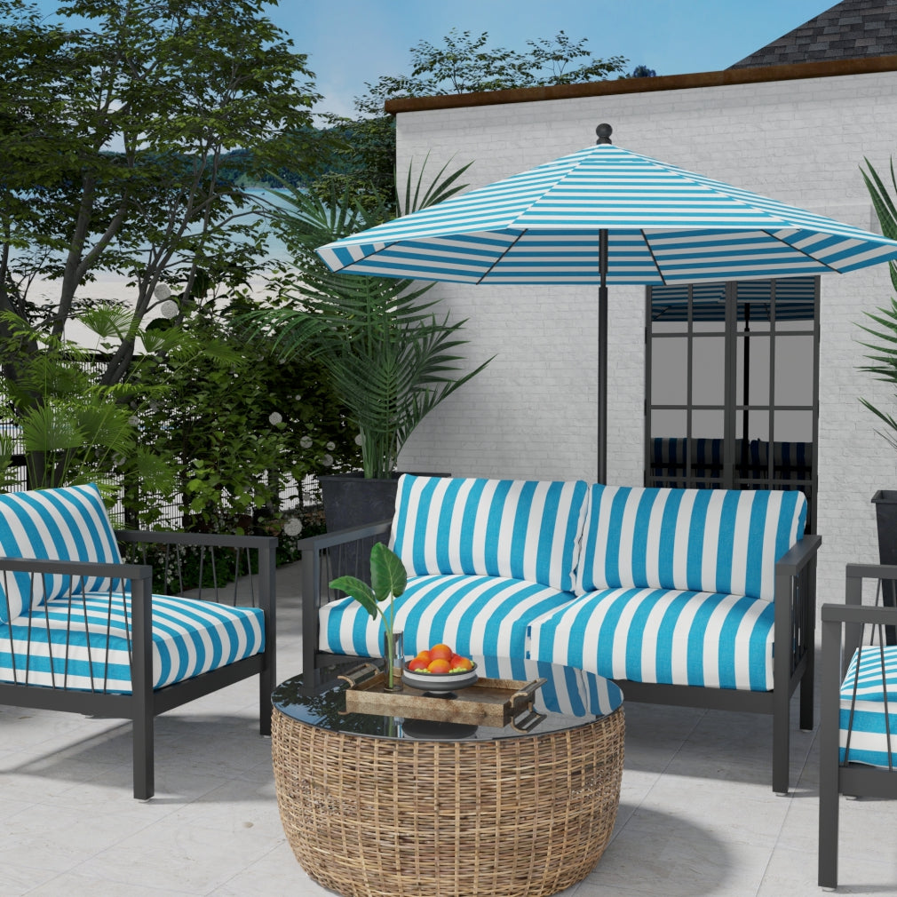 D3489 Stripe Cabana Atlantic Blue Charlotte Fabrics