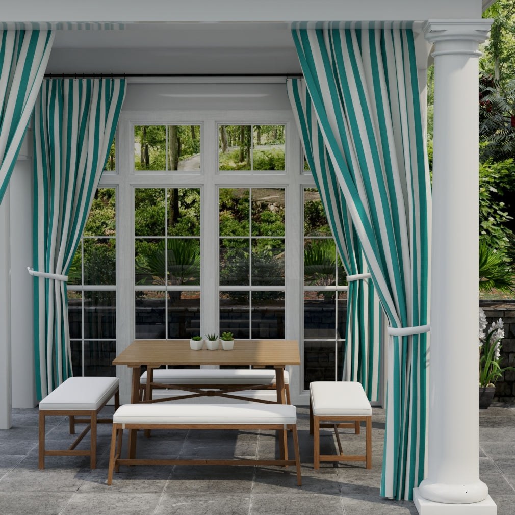 D3490 Stripe Cabana Peacock Aqua & Teal Charlotte Fabrics