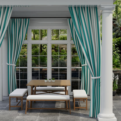 D3490 Stripe Cabana Peacock Aqua & Teal Charlotte Fabrics