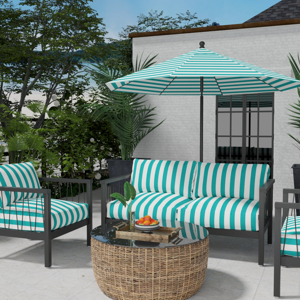 D3490 Stripe Cabana Peacock Aqua & Teal Charlotte Fabrics