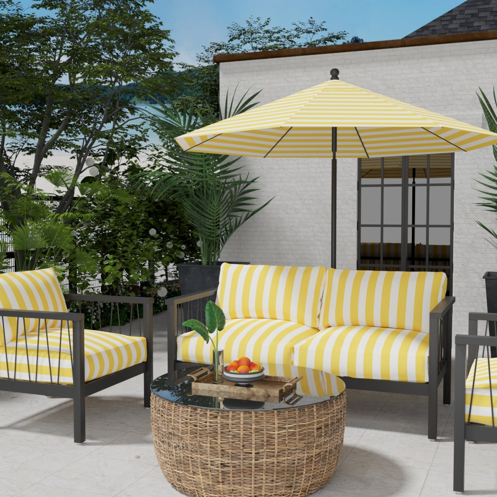 D3491 Stripe Cabana Sunshine Gold & Yellow Charlotte Fabrics