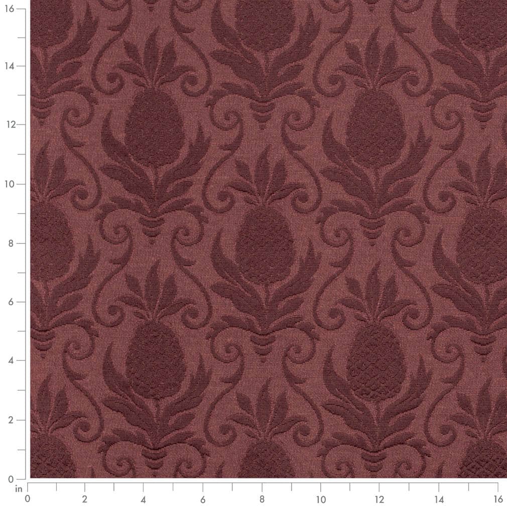 D3572 Damask,Novelty Merlot Pineapple Red & Burgundy Charlotte Fabrics