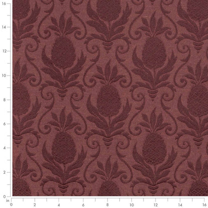 D3572 Damask,Novelty Merlot Pineapple Red & Burgundy Charlotte Fabrics
