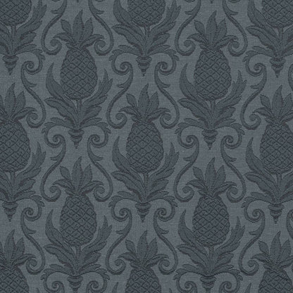 D3575 Damask,Novelty Indigo Pineapple Blue Charlotte Fabrics