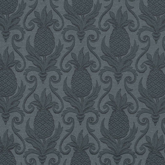 D3575 Damask,Novelty Indigo Pineapple Blue Charlotte Fabrics
