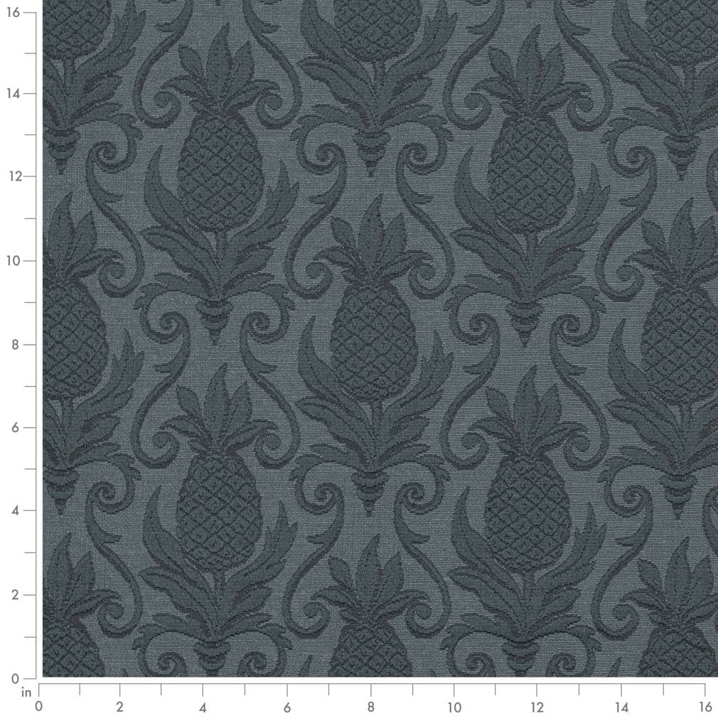 D3575 Damask,Novelty Indigo Pineapple Blue Charlotte Fabrics