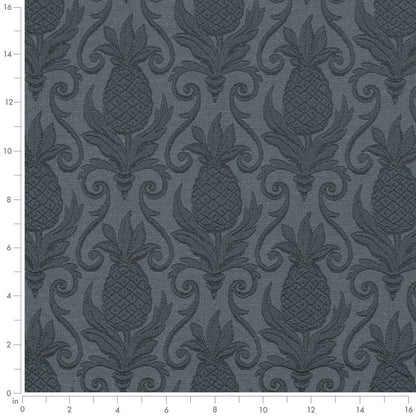 D3575 Damask,Novelty Indigo Pineapple Blue Charlotte Fabrics