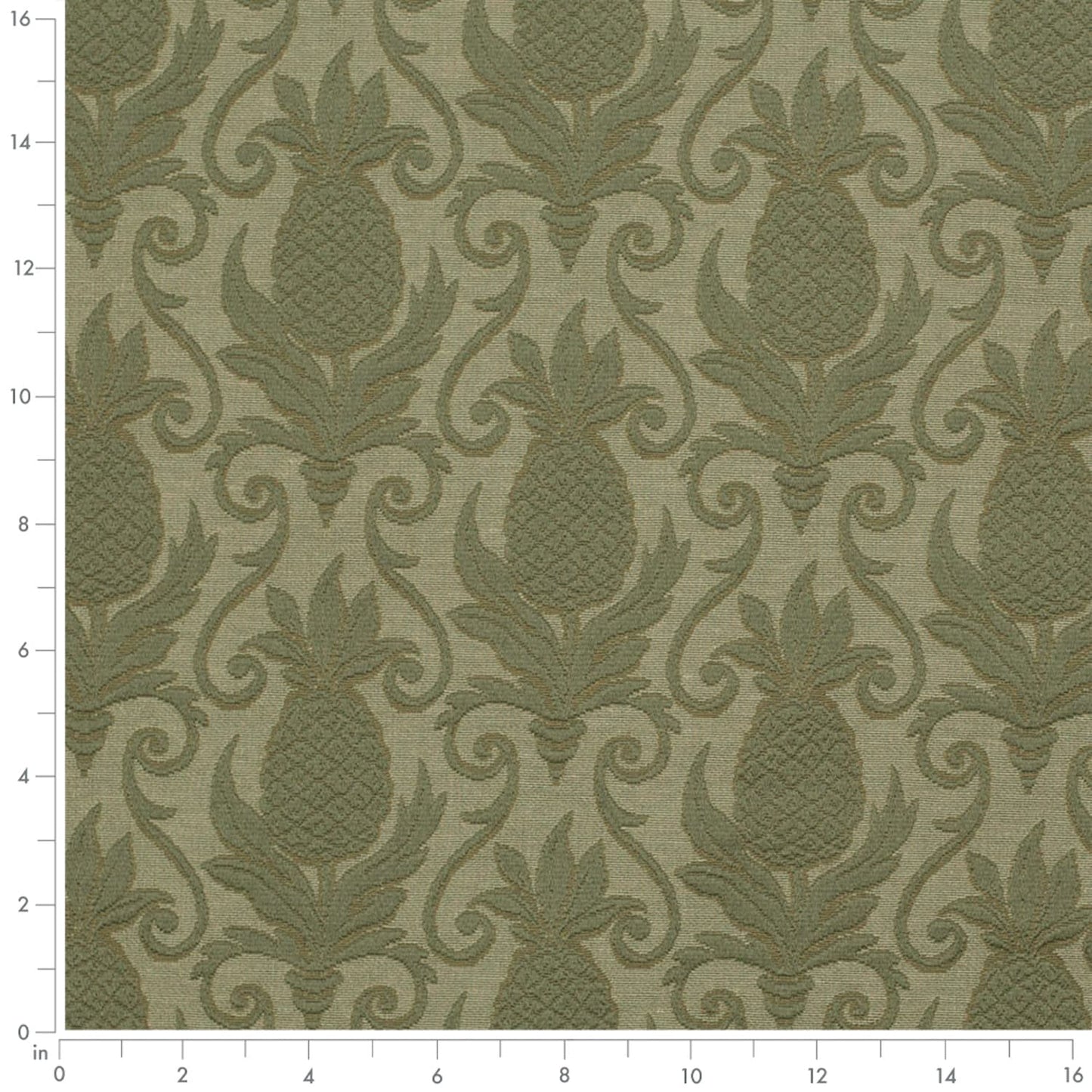D3577 Damask,Novelty Olive Pineapple Green Charlotte Fabrics