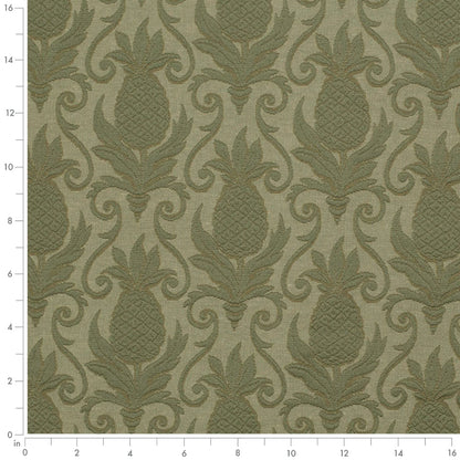 D3577 Damask,Novelty Olive Pineapple Green Charlotte Fabrics
