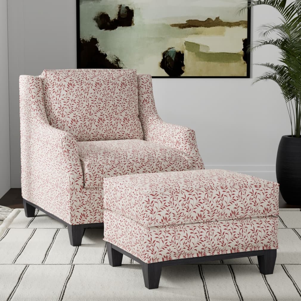 D3585 Leaves Ruby Vine Red & Burgundy Charlotte Fabrics