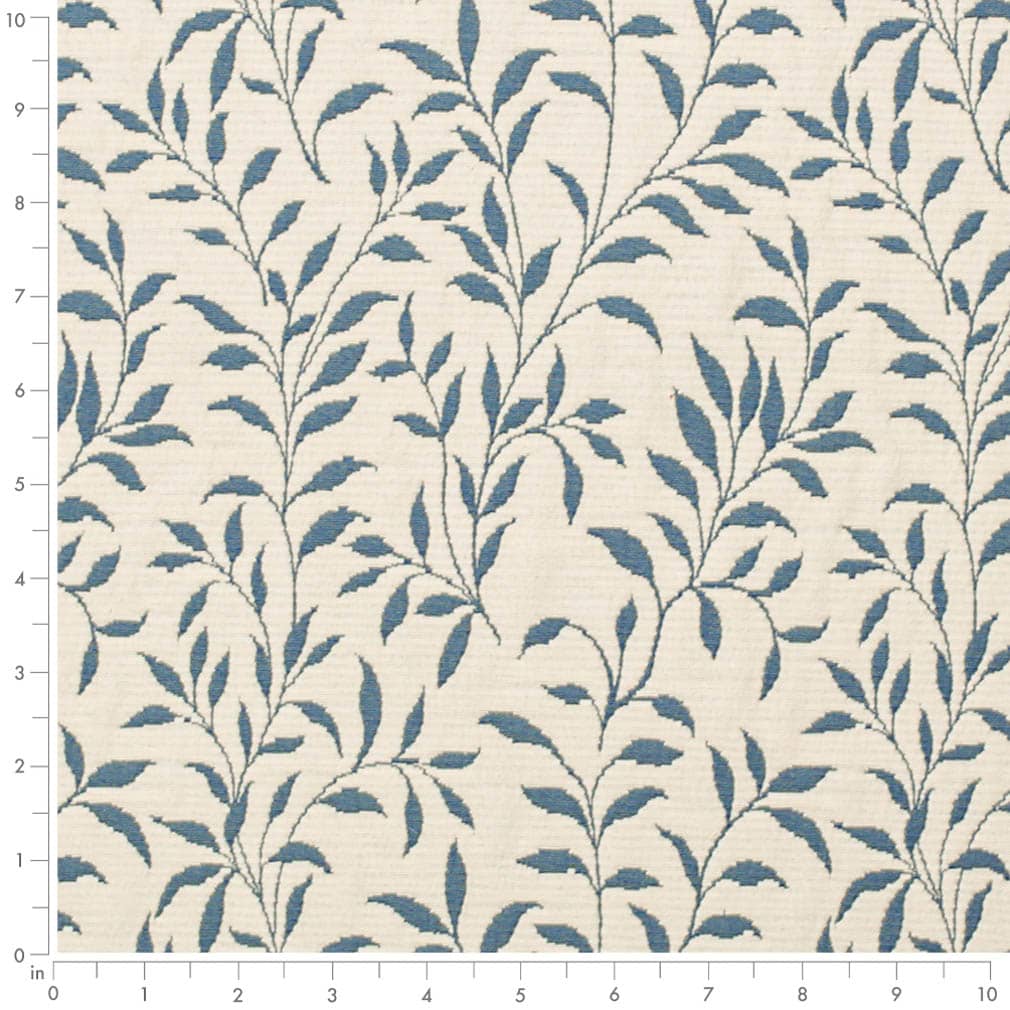 D3587 Leaves Blue Vine Blue Charlotte Fabrics