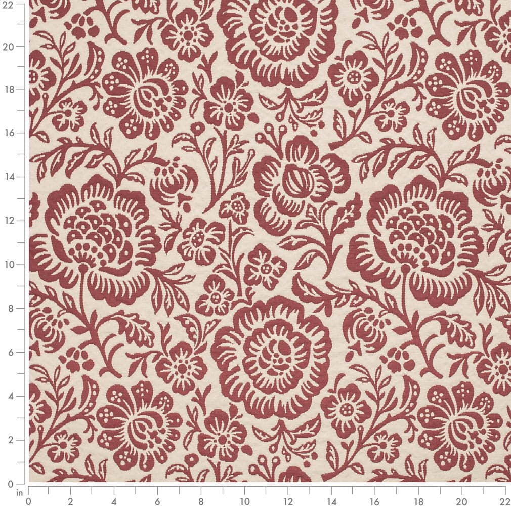 D3590 Floral Ruby Bloom Red & Burgundy Charlotte Fabrics