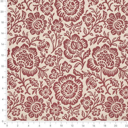 D3590 Floral Ruby Bloom Red & Burgundy Charlotte Fabrics